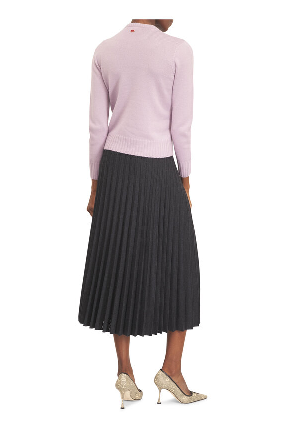 Agnona Dark Gray Wool, Cashmere & Silk Pleated Midi Skirt - view 6