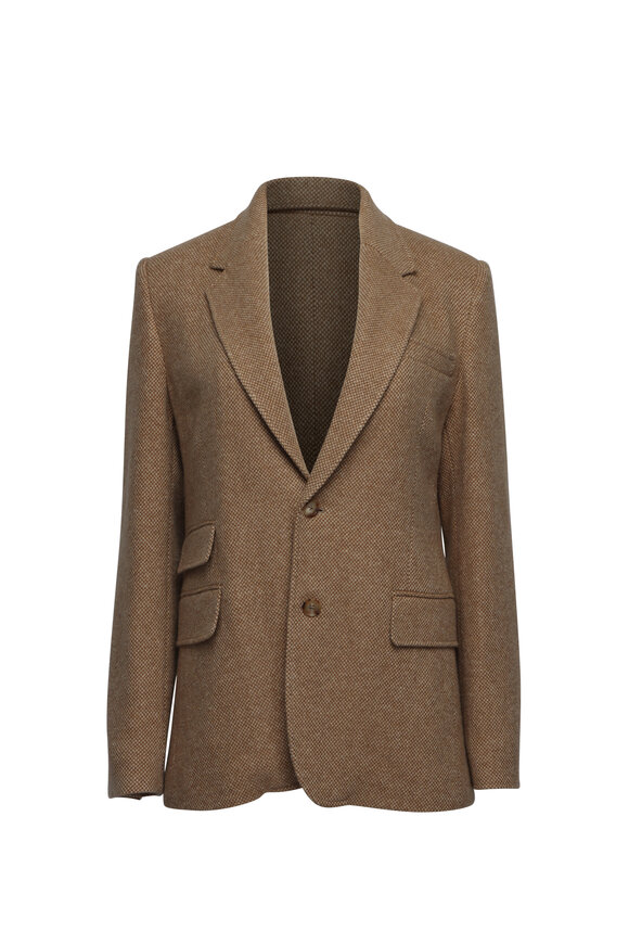 Ralph Lauren Eli Camel Single Breasted Tweed Blazer