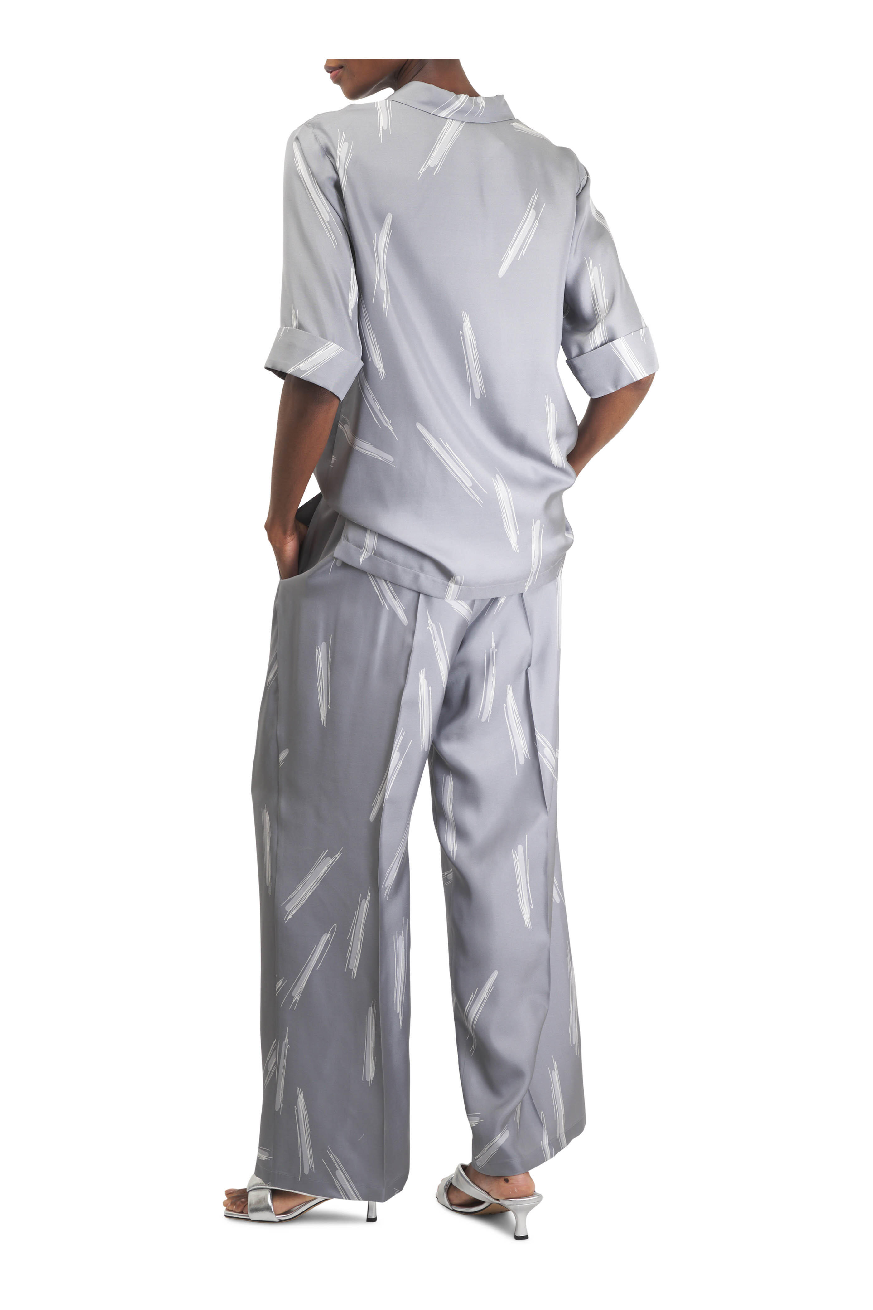 Kiton - Gray Pattern Silk Blouse