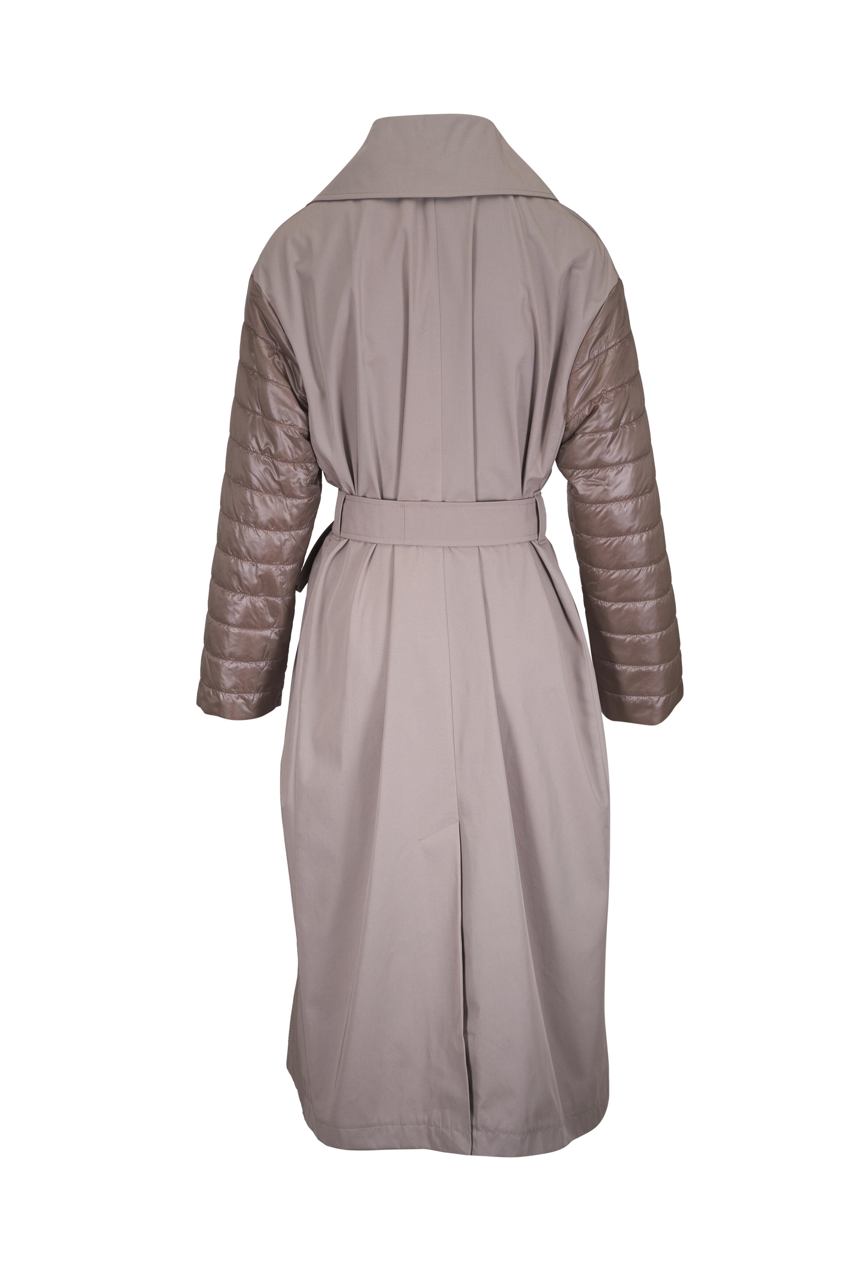 Herno - Dove Gray Quilted Sleeve Trench Coat