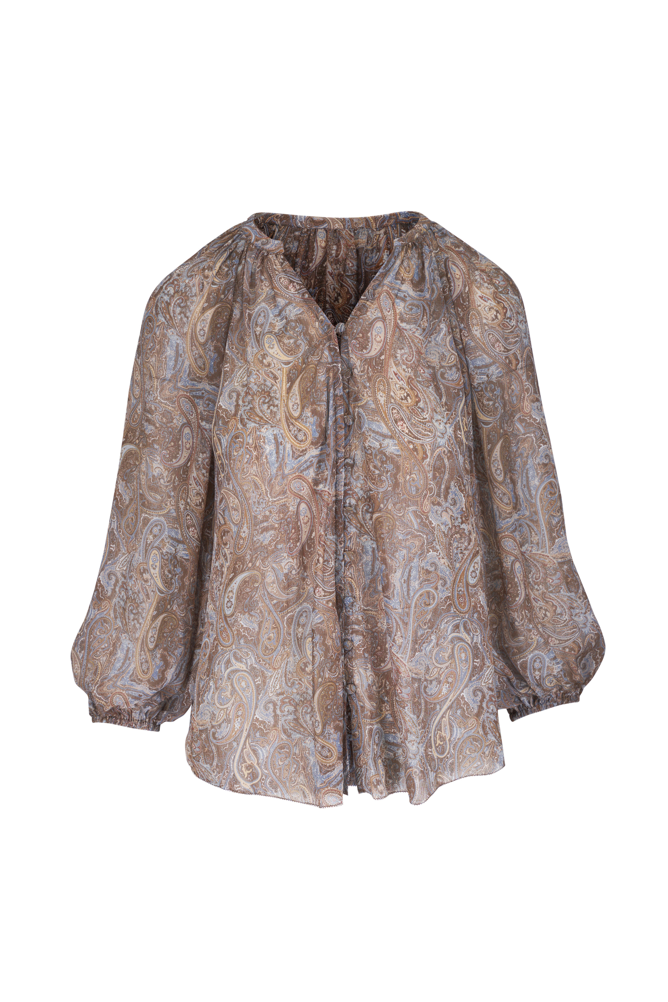L'Agence - Teagan Natural Paisley Print Dolman Sleeve Blouse