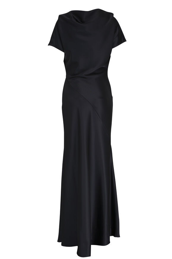 Kiton - Black Satin Short Sleeve Gown