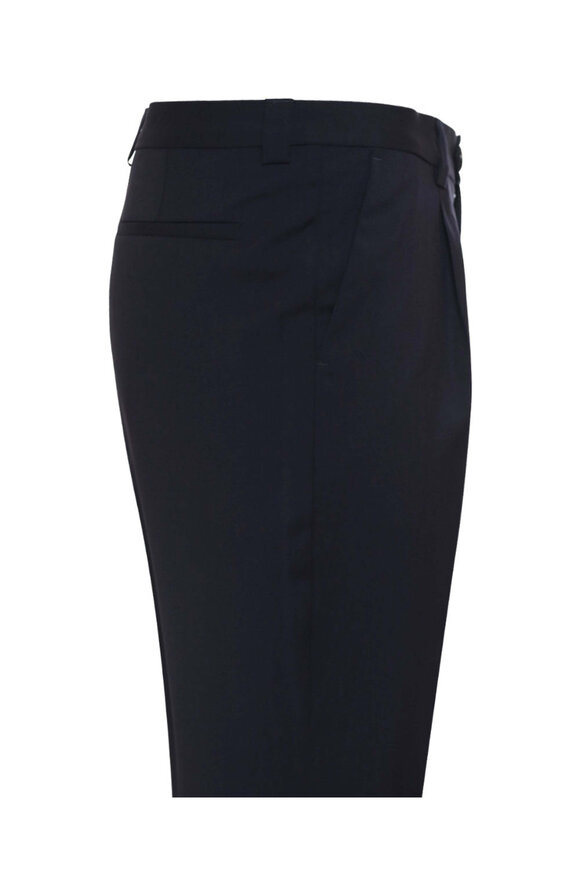 Brunello Cucinelli Navy Stretch Wool Single Pleat Leisure Pant - view 3