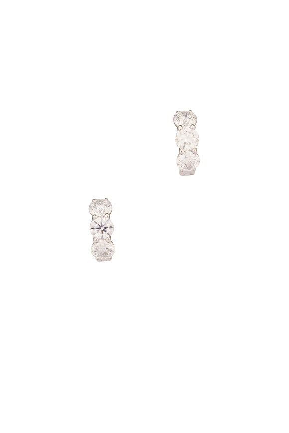 Sutra 18k White Gold Diamond Huggie Earring - view 1