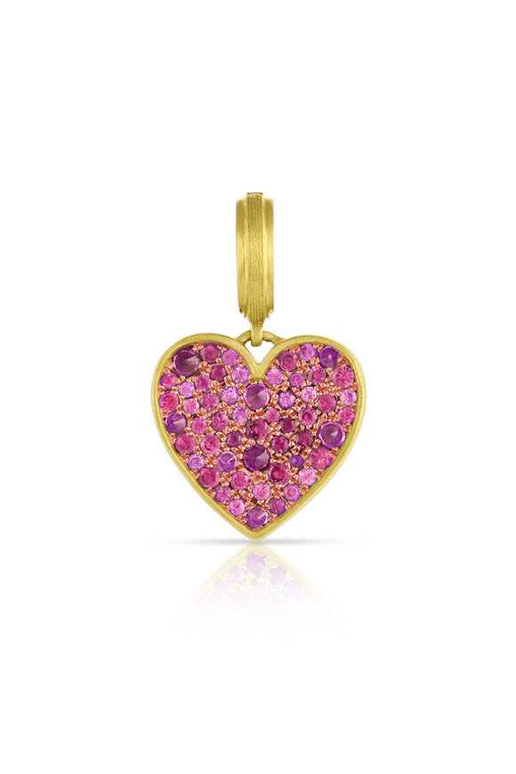 Leigh Maxwell 18k Yellow Gold Small Heart Sapphire Pendant - view 1