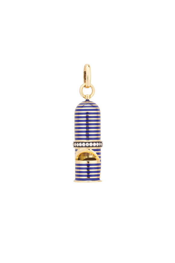 Circa 1700 18k Yellow Gold Diamond & Enamel Spinning Whistle - view 2