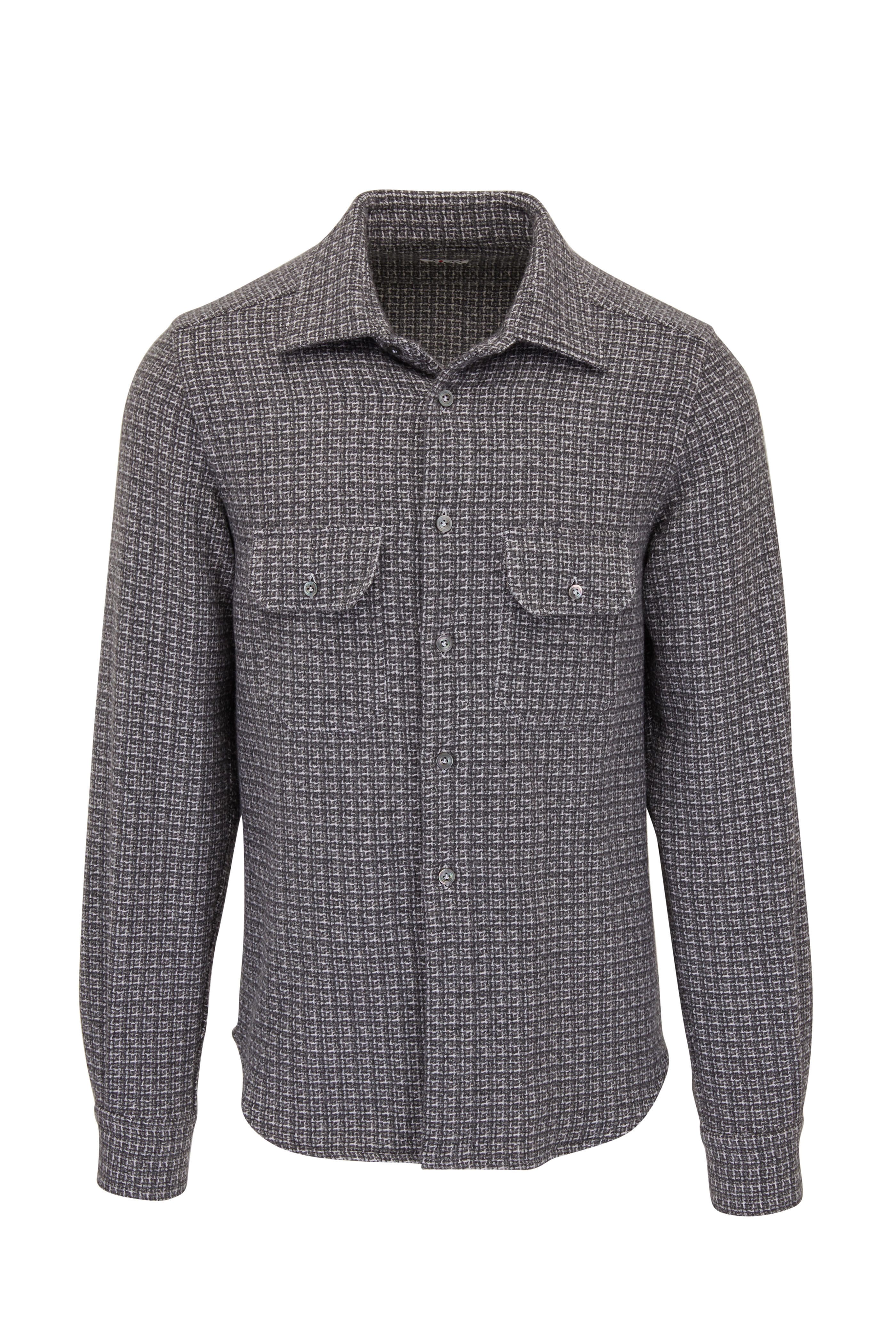 Kiton - Gray Plaid Cashmere Overshirt | Mitchell Stores