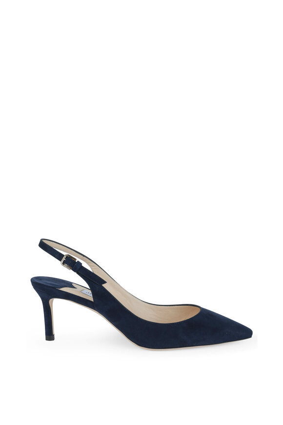 Jimmy Choo - Erin Navy Blue Suede Slingback, 60mm