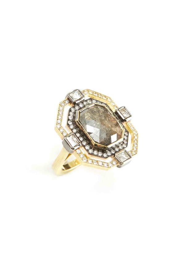 Sylva & Cie - Gold Rough & White Diamond Ring