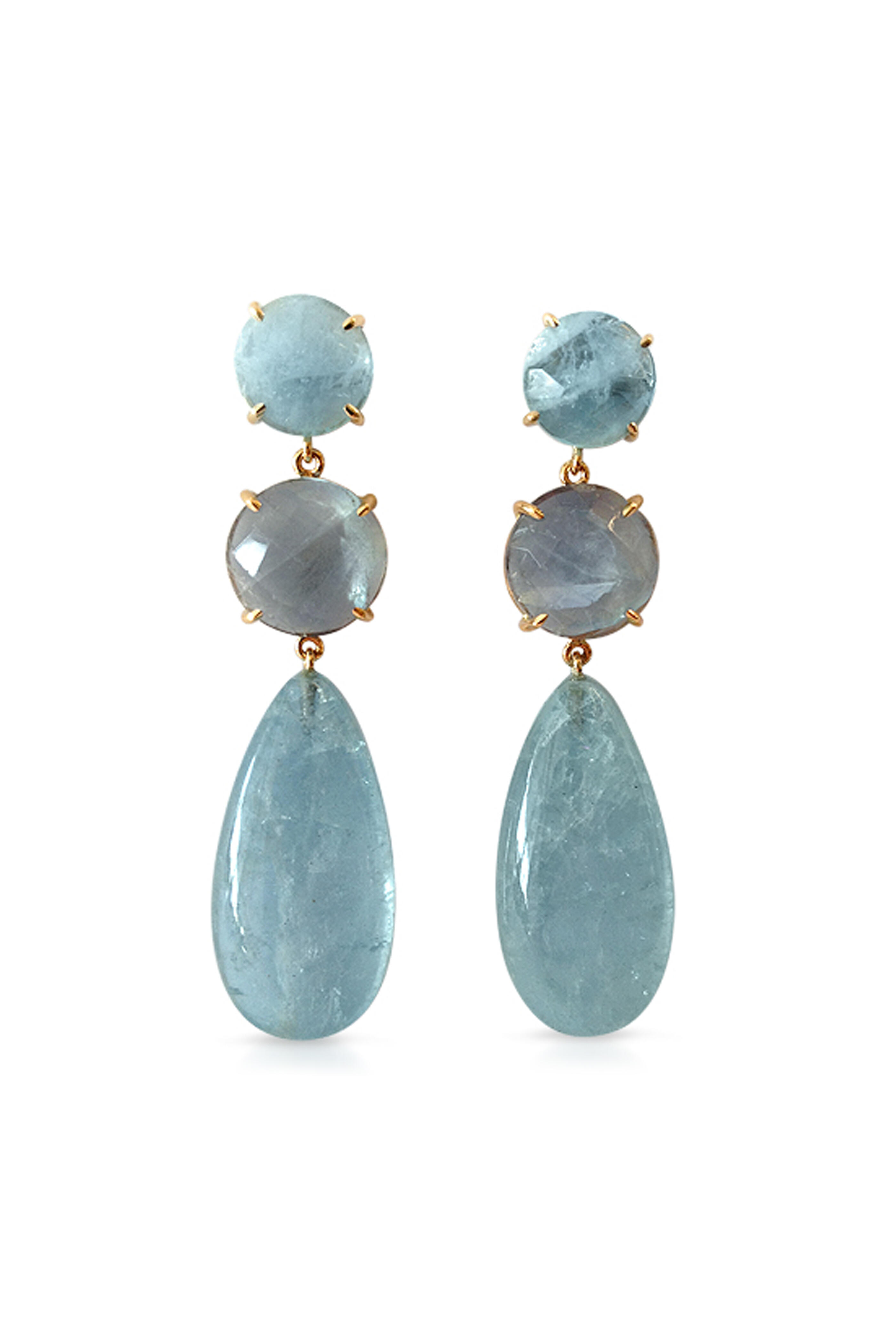Emily & Ashley - Gold Blue Chalcedony And Lapis Drop Earrings