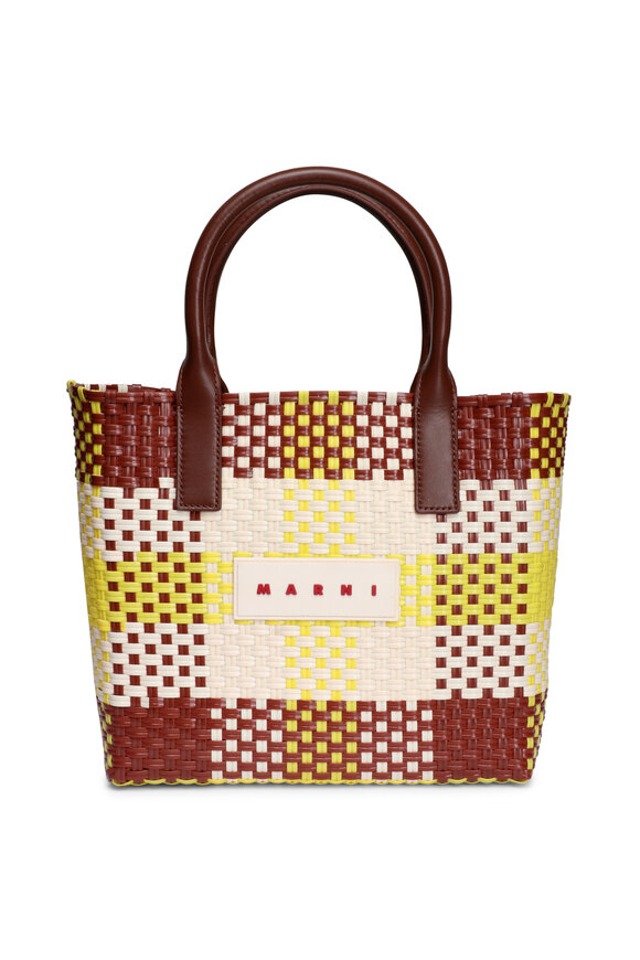 Marni Small Yellow & Brown Checkered Tote
