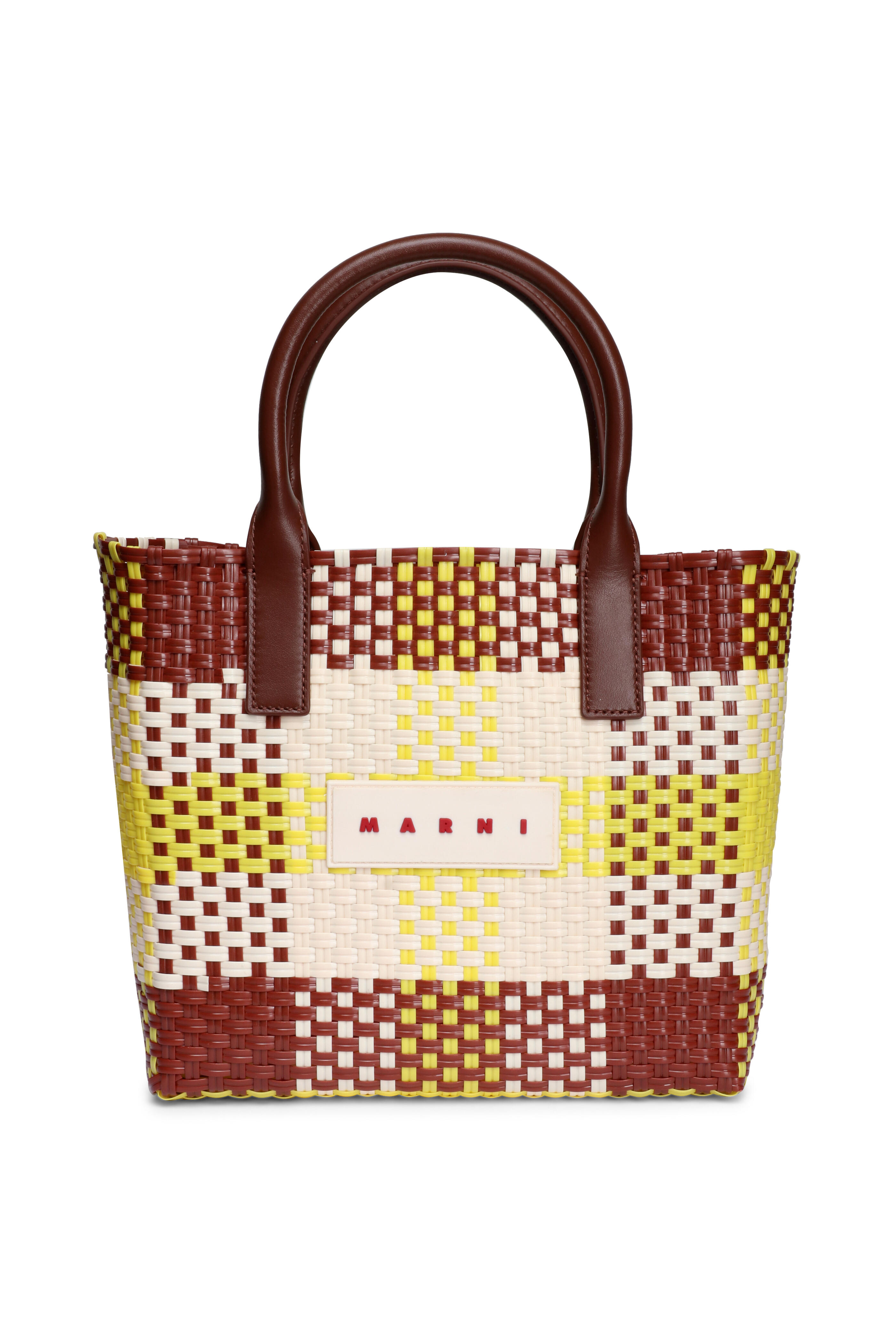 Marni - Small Yellow & Brown Checkered Tote