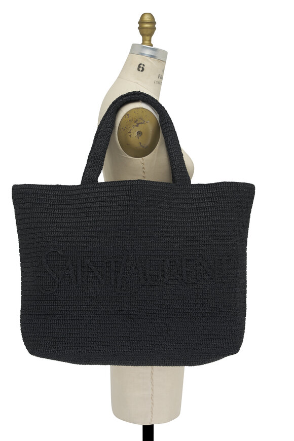 Saint Laurent - Black Raffia Shopping Tote