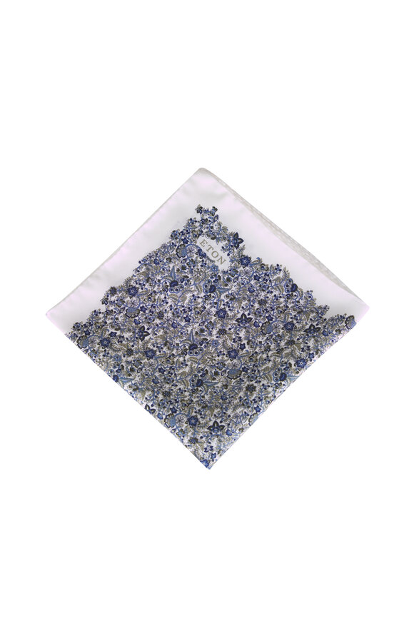 Eton Multi Floral Silk Twill Pocket Square - view 1