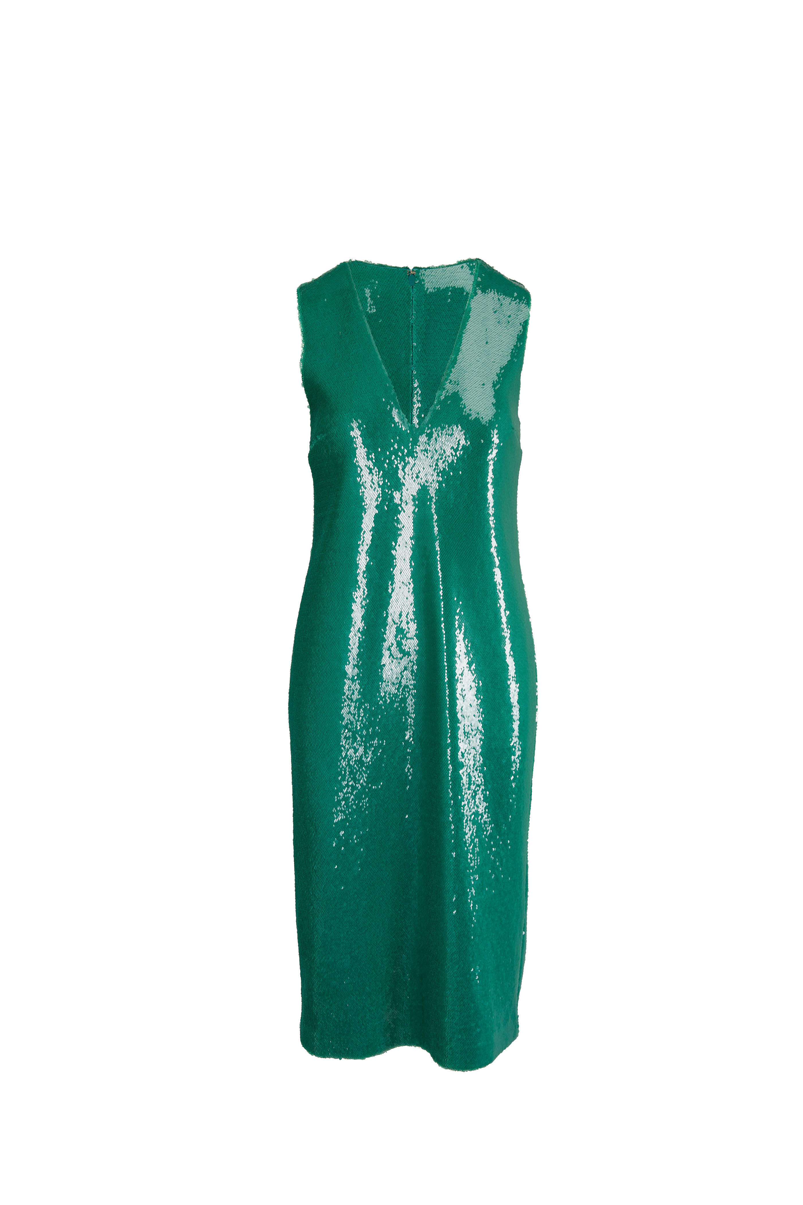 lapointe green dress Lightweight Satin Shift Dress With Feathers