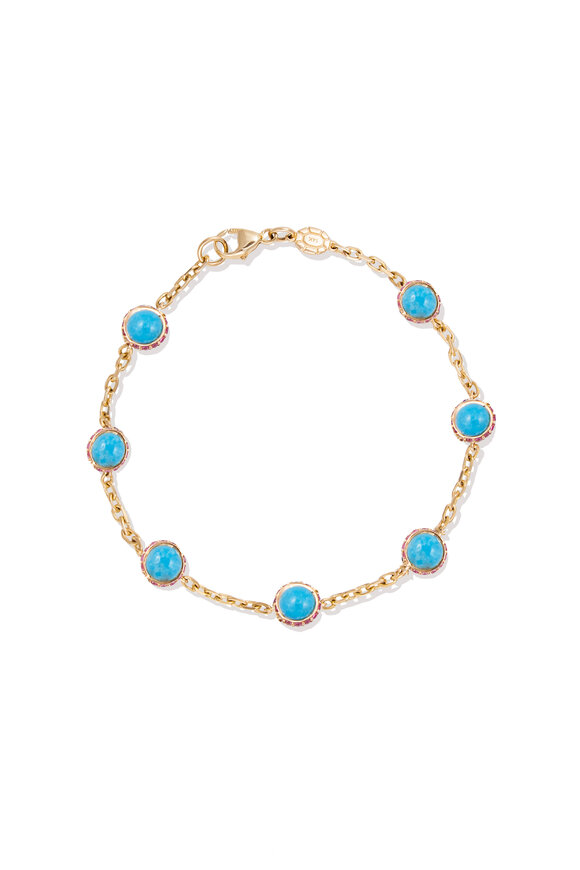 Campbell + Charlotte 14k Yellow Gold Found Cabochon Station Bracelet