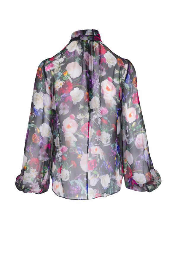 Adam Lippes - Joan Black Floral Silk Blouse