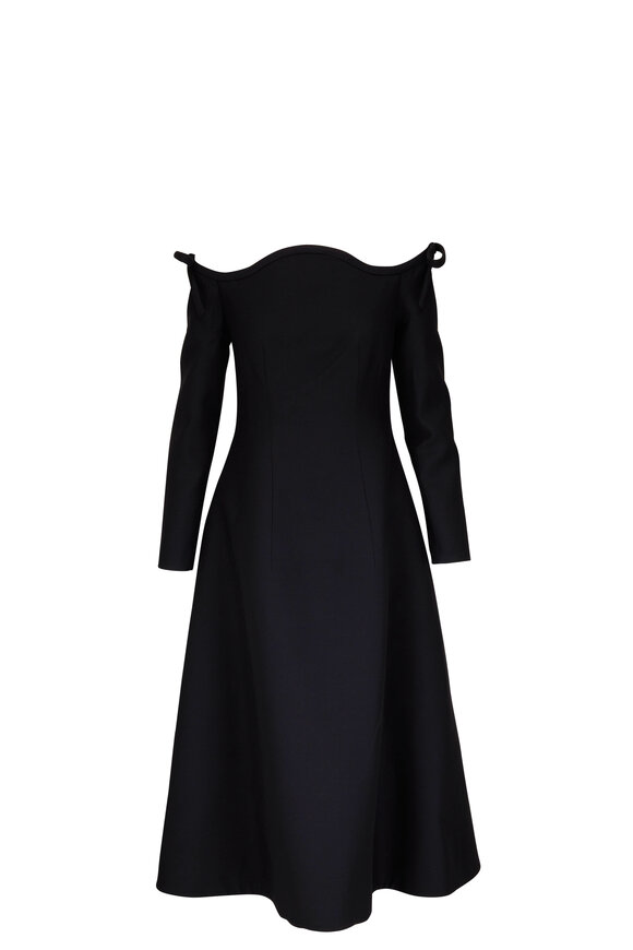 Valentino - Black Crepe Couture Midi Dress 