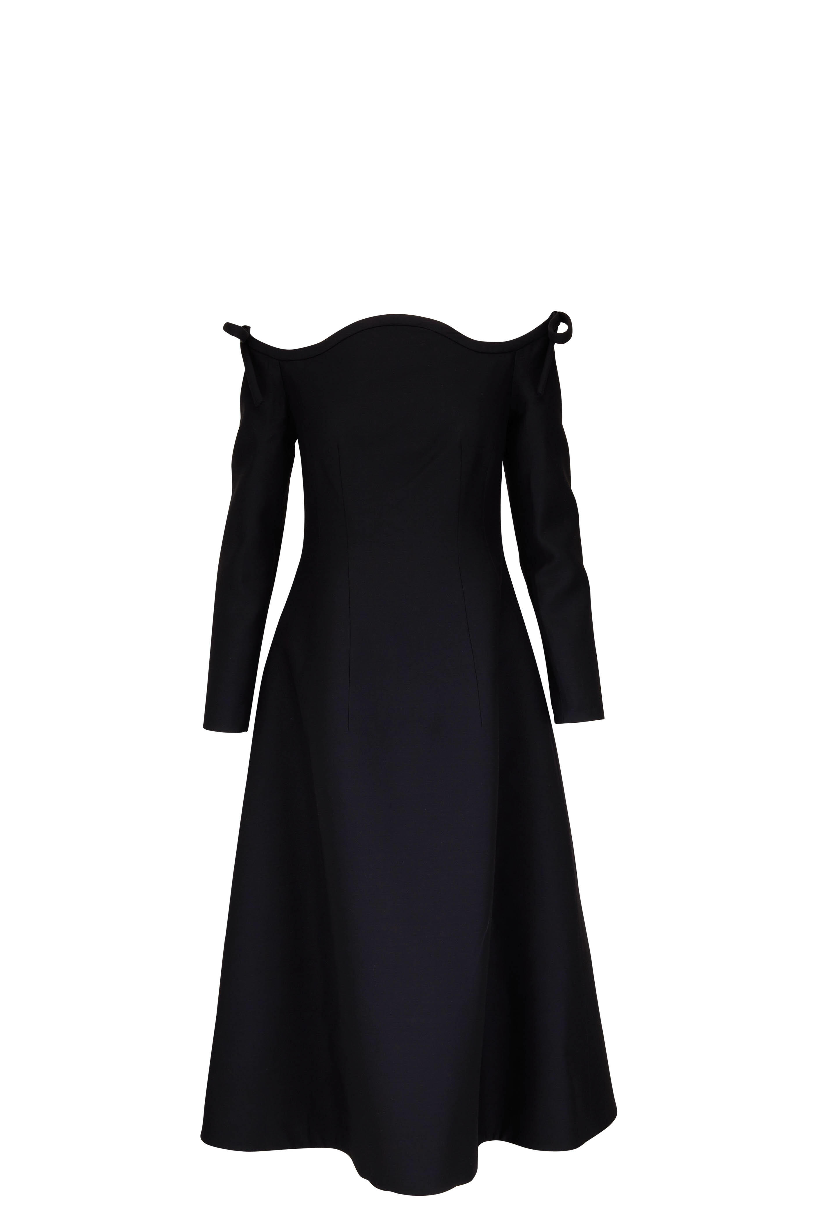 Valentino - Black Crepe Couture Midi Dress | Mitchell Stores