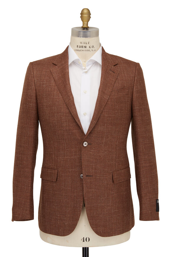 Zegna Rust & Gray Micro Check Sportcoat - view 3