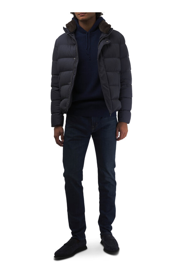 Herno - Navy Blue Quilted Bomber Jacket 