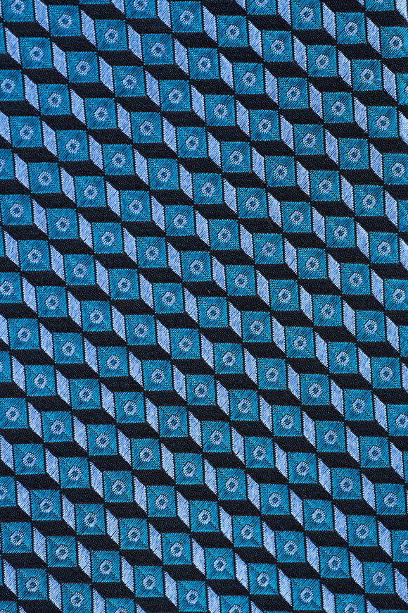 Zegna Teal Geometric Cube Print Silk Necktie - view 2