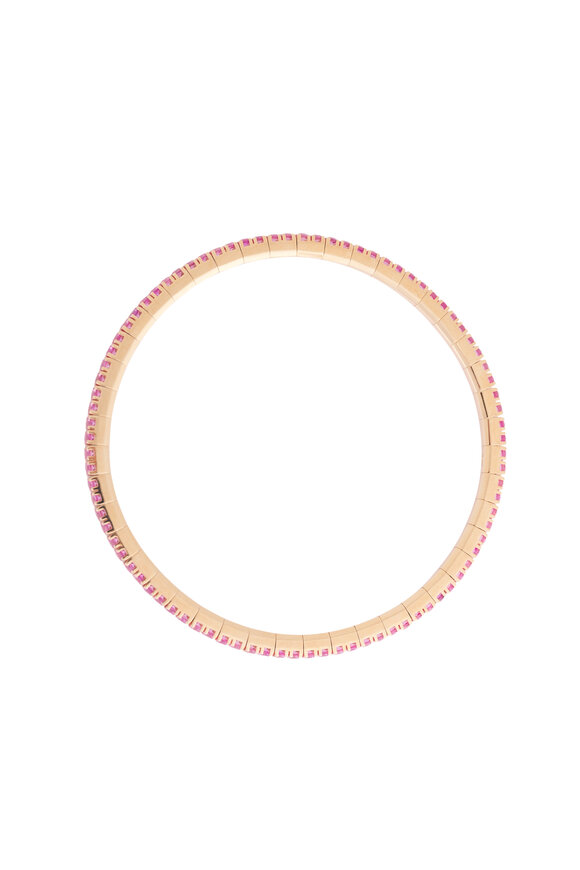 Demeglio 18k Rose Gold Pink Sapphire Stretch Bracelet - view 2