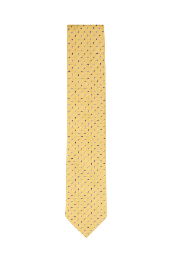 Eton Yellow Geometric Print Silk Necktie