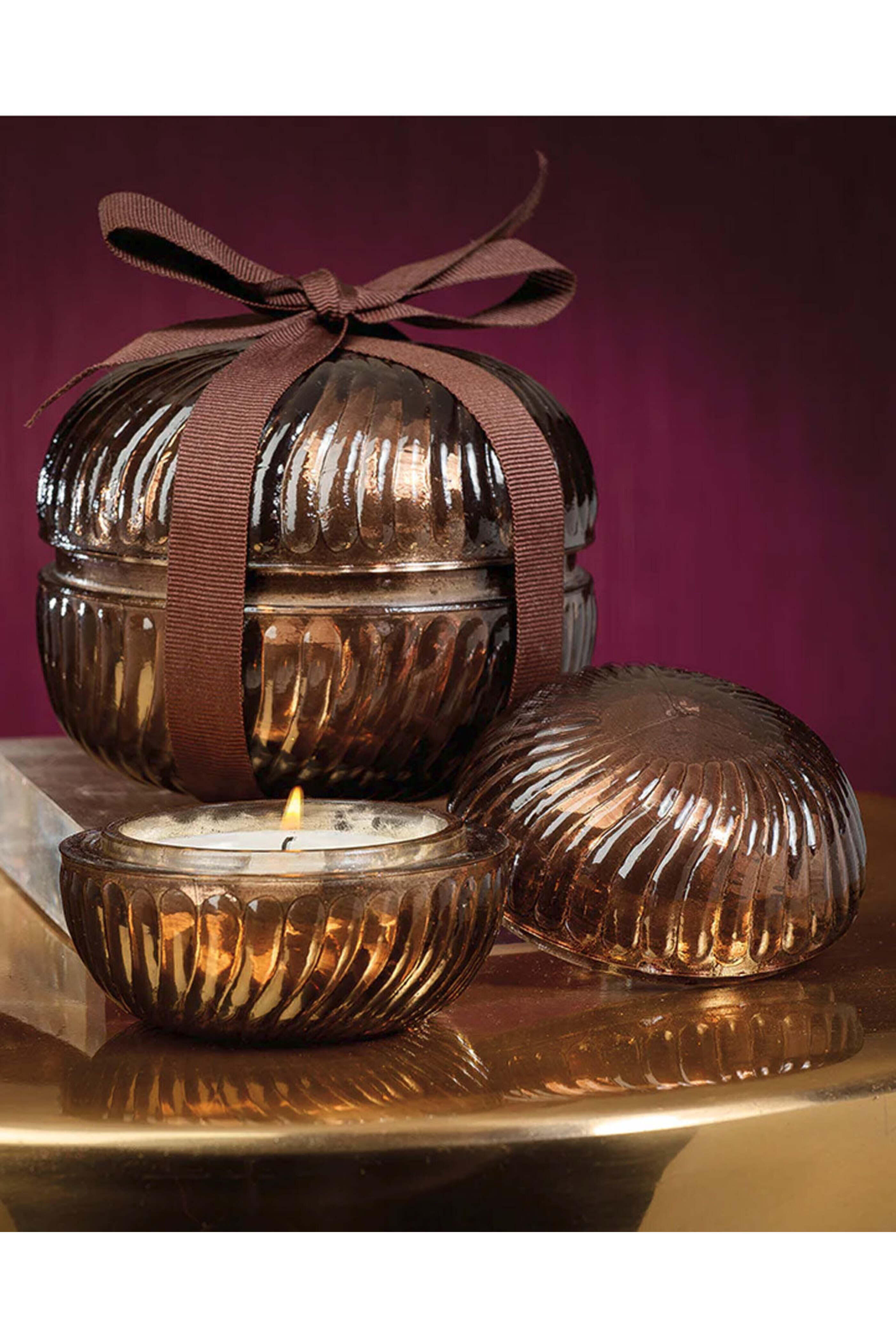 Zodax - Bronze Fluted Round Large Glass Candle