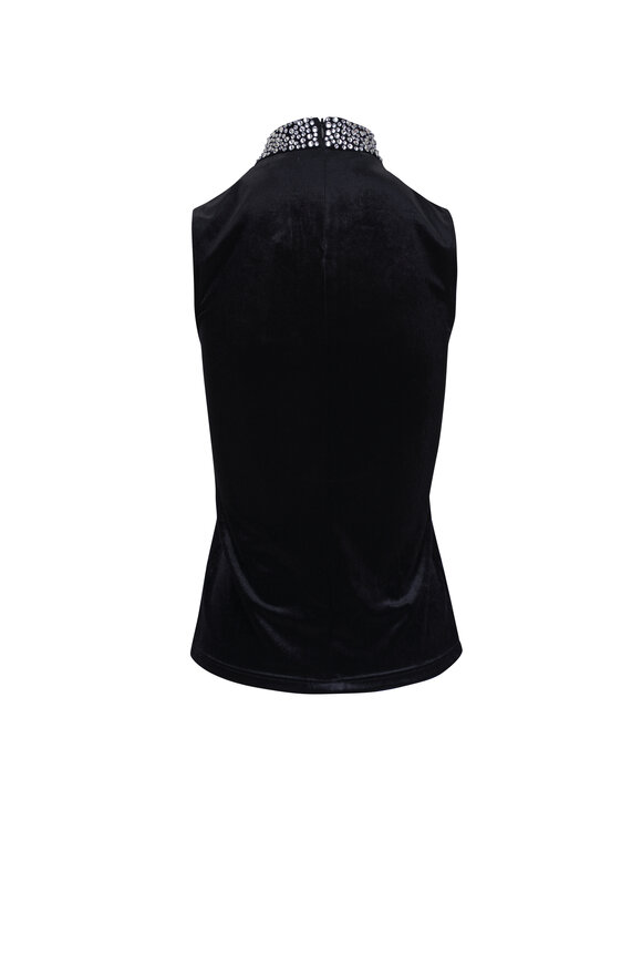 L'Agence - Madelyn Embellished Black Mock Neck Top