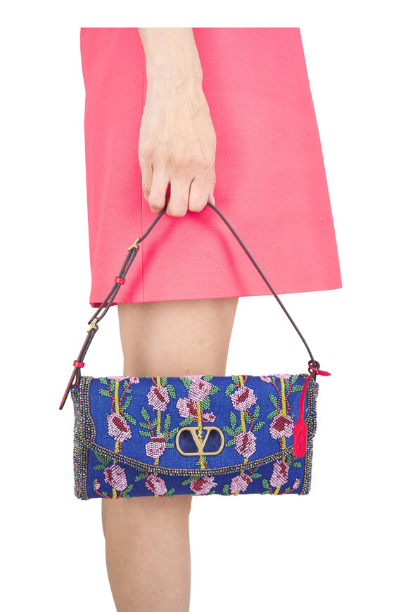 Valentino Garavani Small Devain Rose Beaded Shoulder Bag - view 2