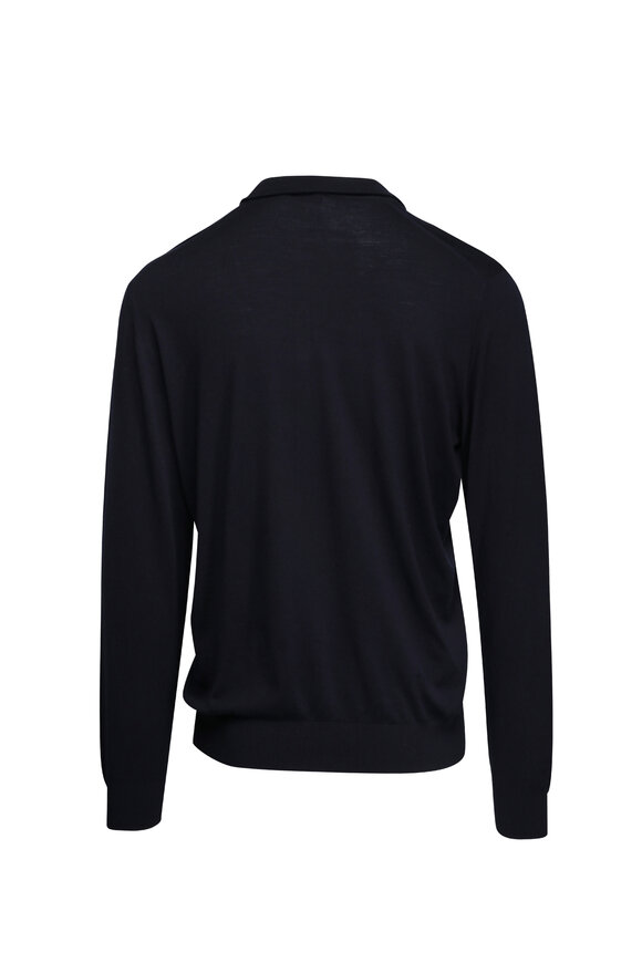 Colombo Navy Blue Wool Quarter Zip Sweater - view 2