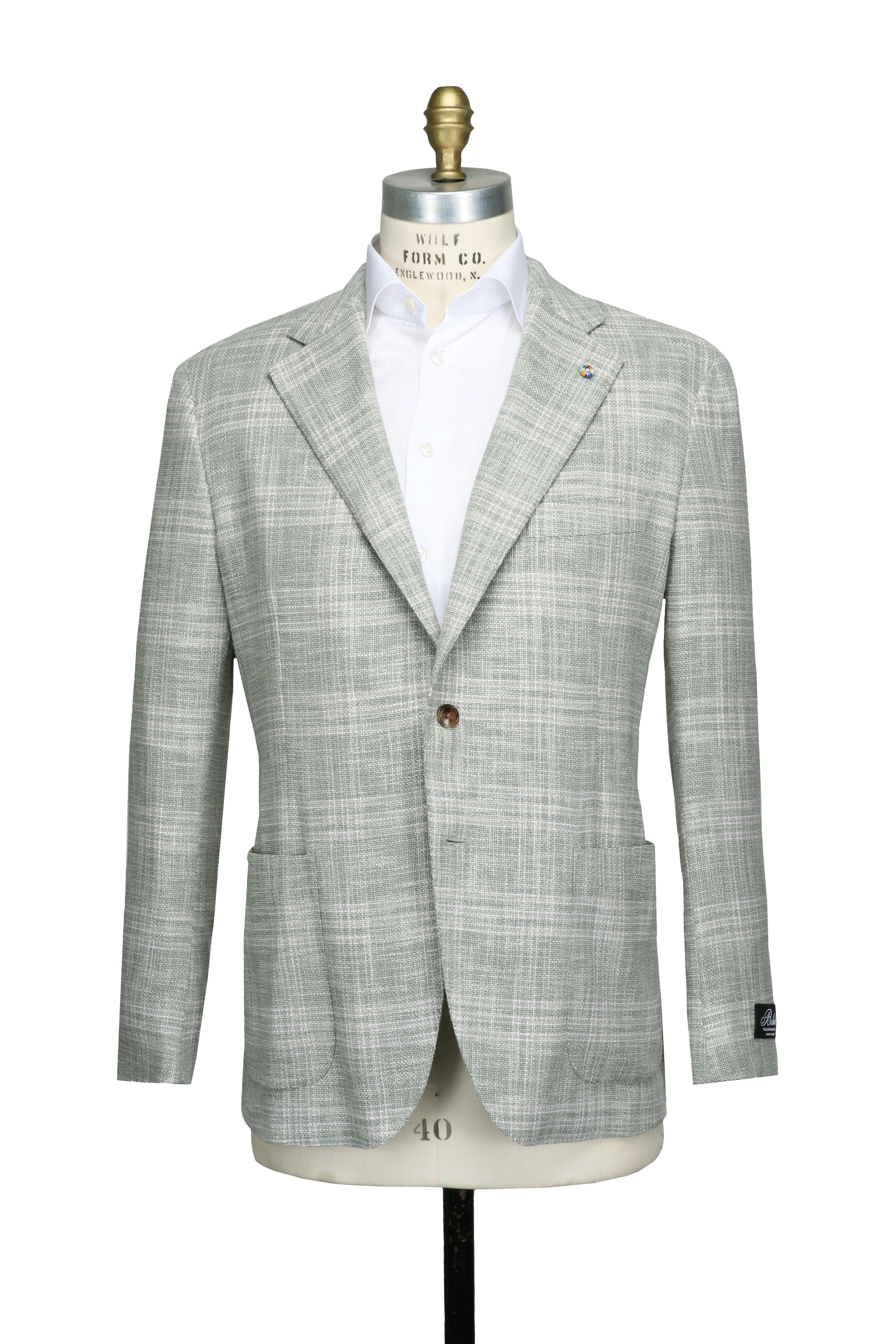 Belvest - Sage Green Plaid Wool Sportcoat