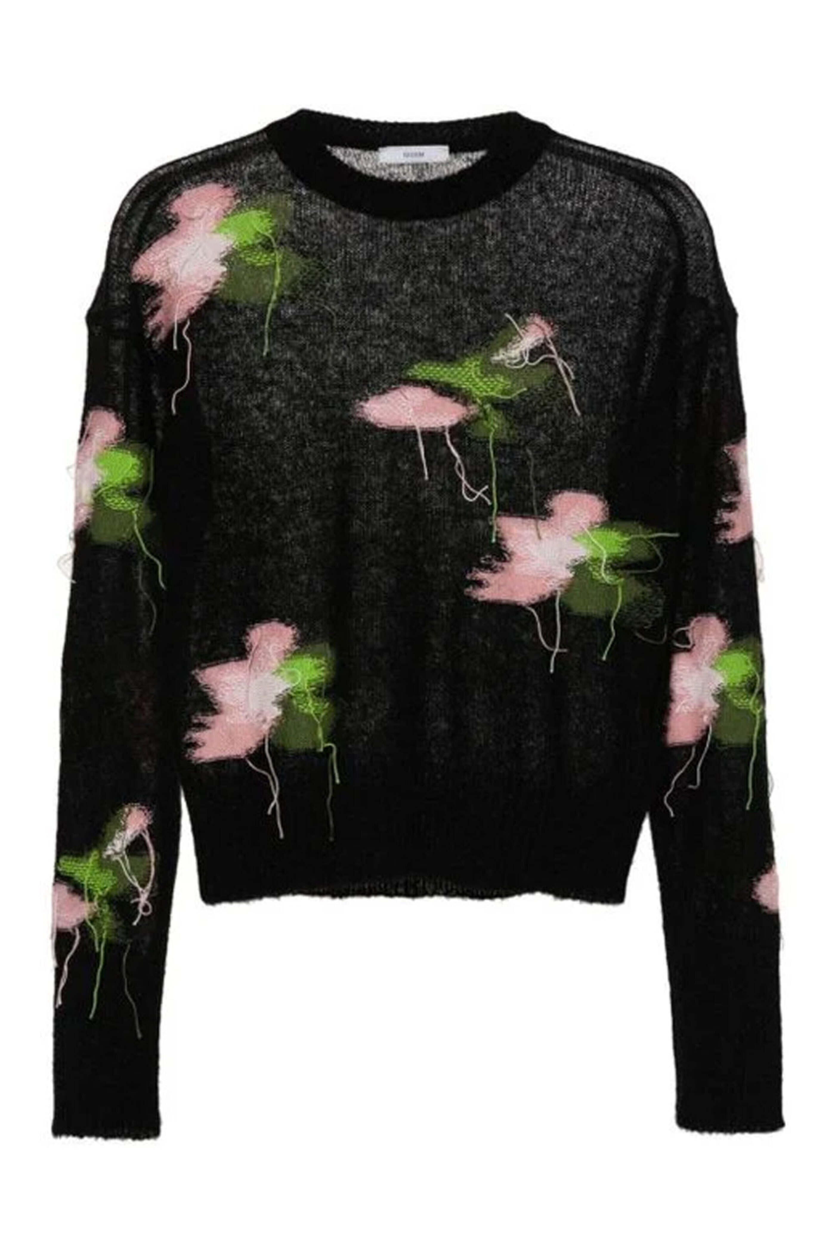 Erdem - Black and Pink Intarsia Sweater