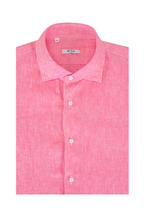 Tiki Red Linen Sport Shirt