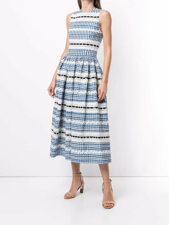 Carolina Herrera - Frida Blue Multi Sleeveless A-Line Dress