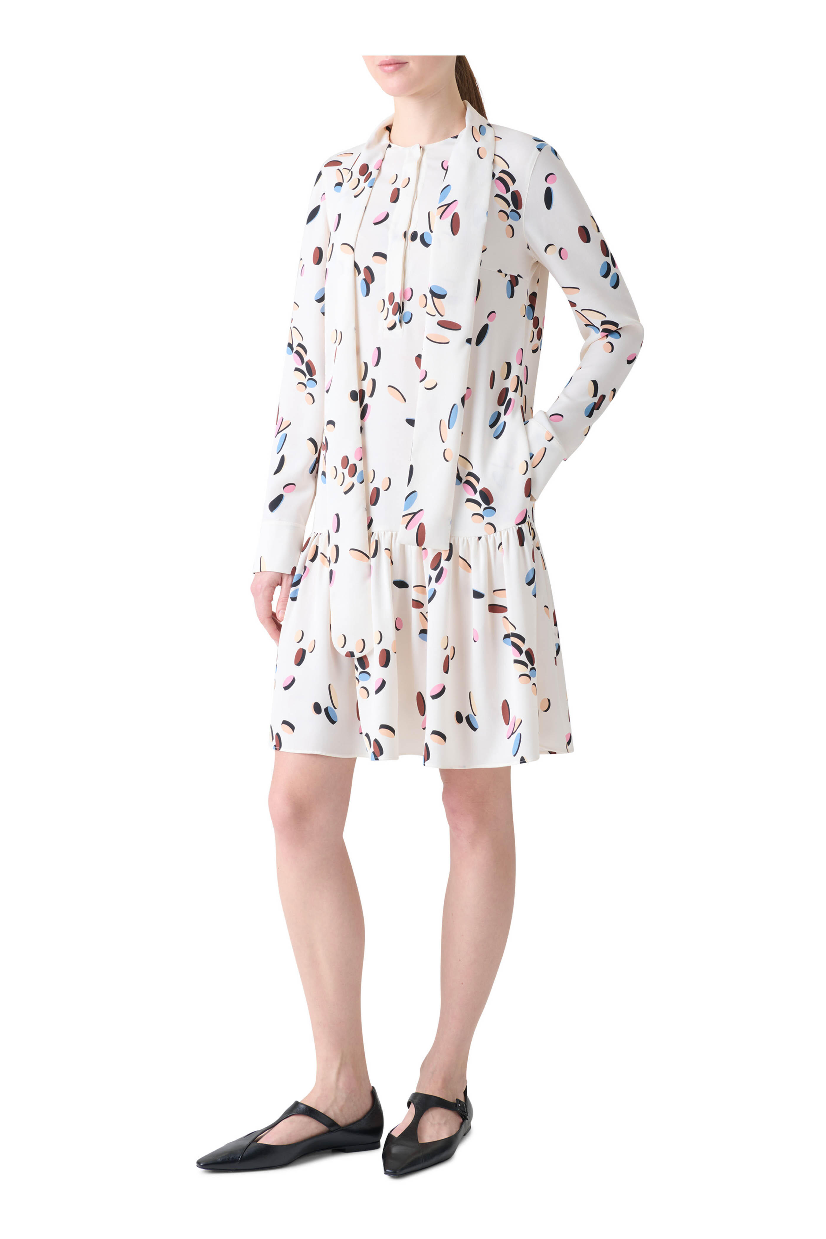 Akris Punto - Cream Multicolor Dropping Dot Print Dress