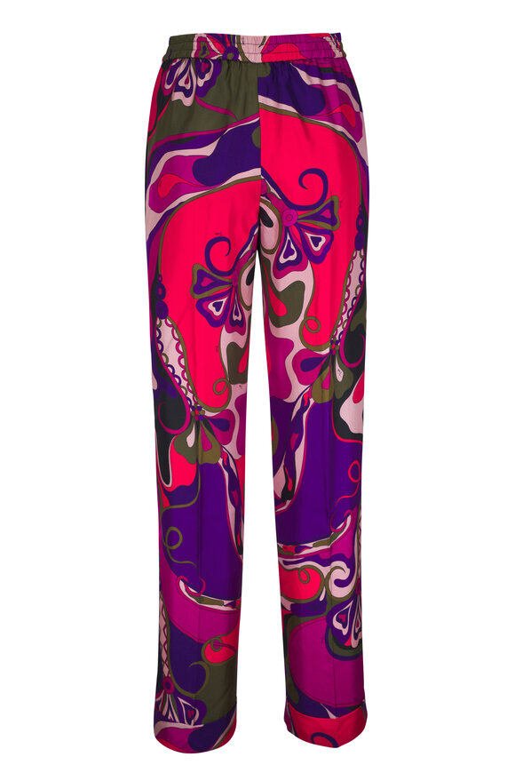 Pucci Multicolor Abstract Print Silk Twill Pant - view 3