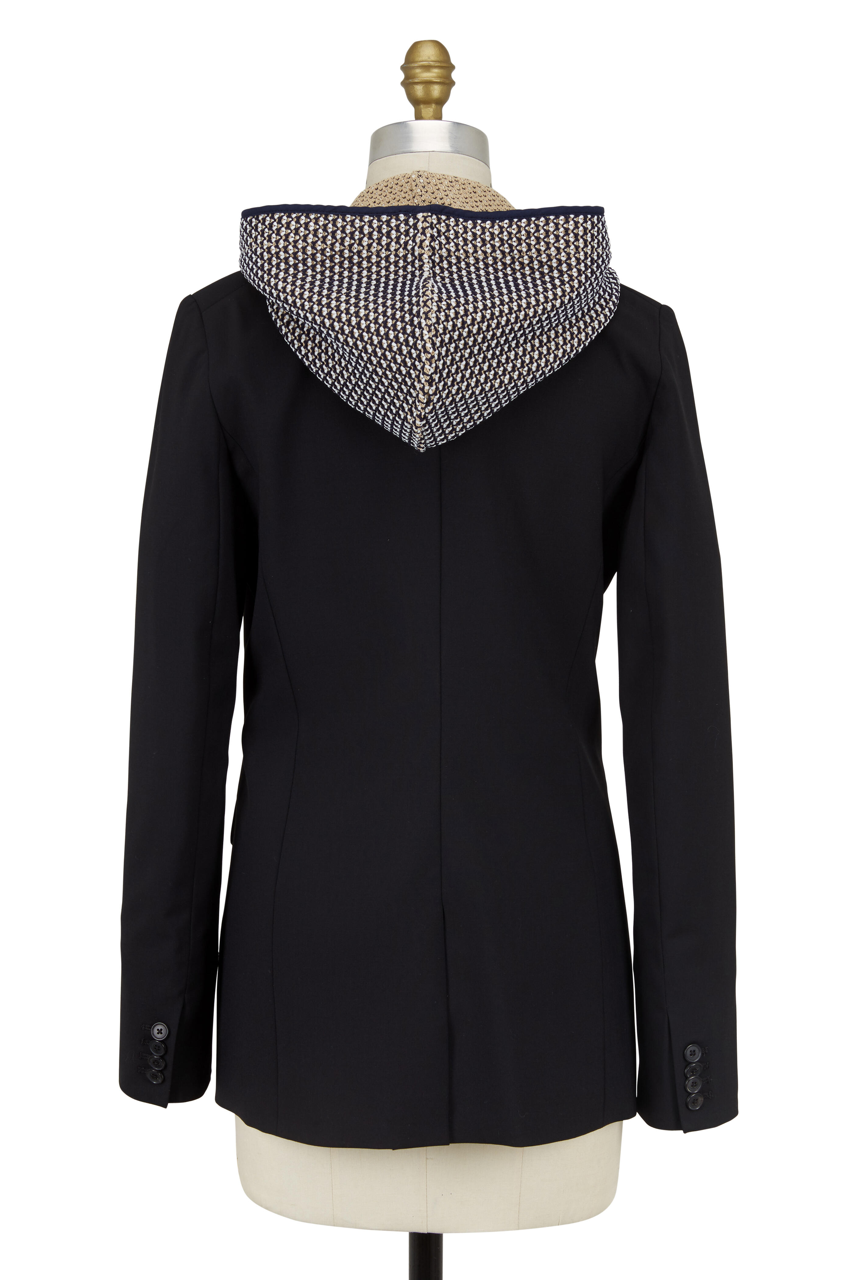 Veronica Beard - Navy Blue Waffle Knit Hooded Dickey