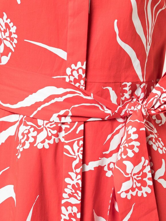 Carolina Herrera - Red Printed Short Sleeve Shirtdress