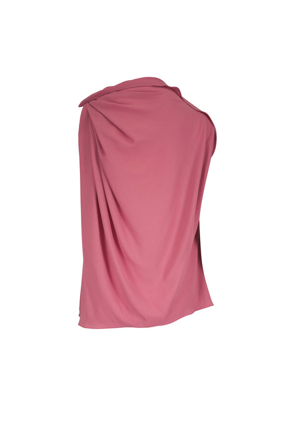 Michael Kors Collection Guava Wool Crepe Draped Blouse - view 2