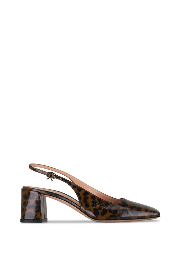 Gianvito Rossi - Freeda Leopard Patent Leather Slingback, 55mm 