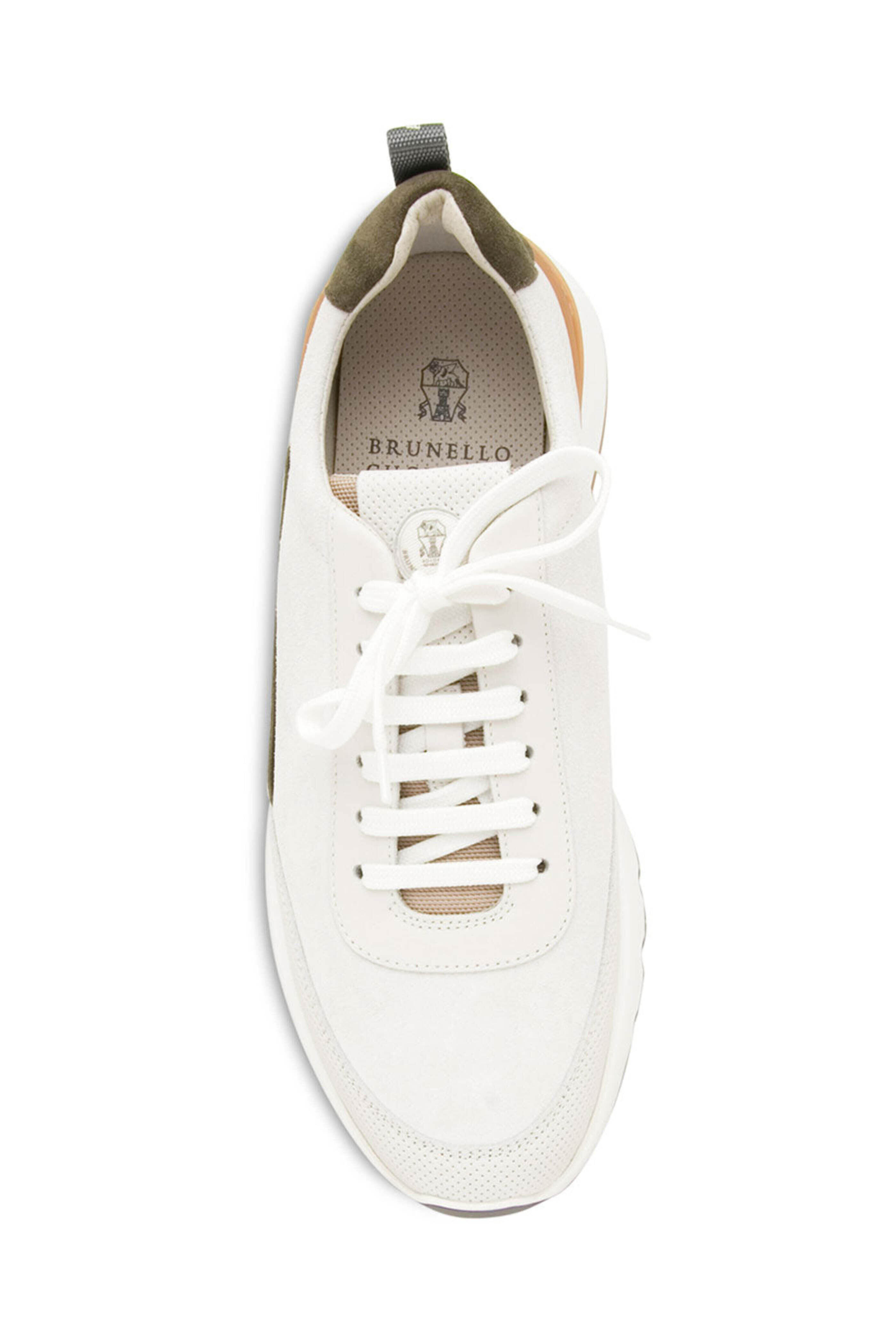 スニーカー BRUNELLO CUCINELLI Nylon and suede sneakers Bianco Suede and calfskin runners for Man in White | Brunello Cucinelli