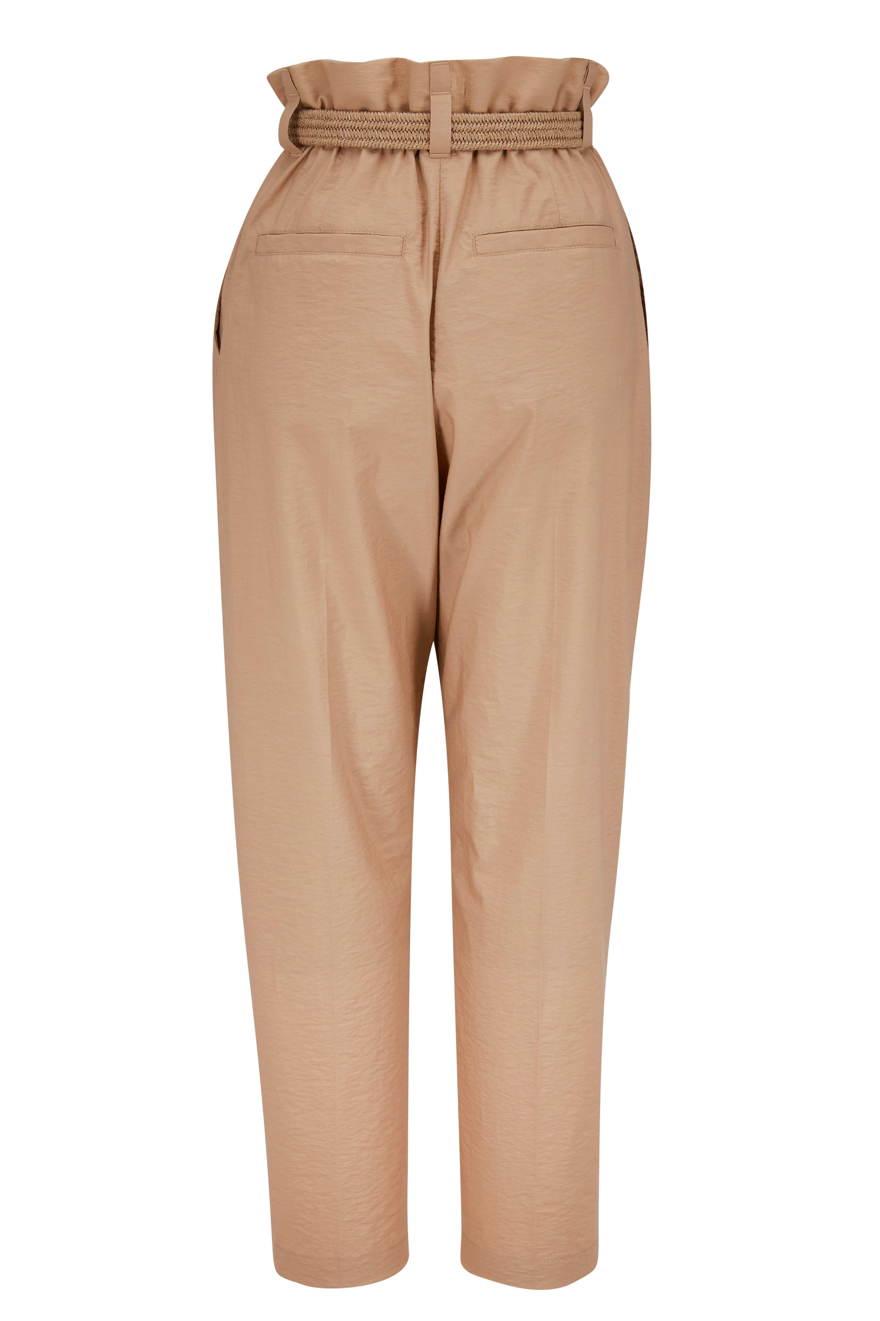 Brunello Cucinelli - Khaki Poplin Cuffed Belted Pant