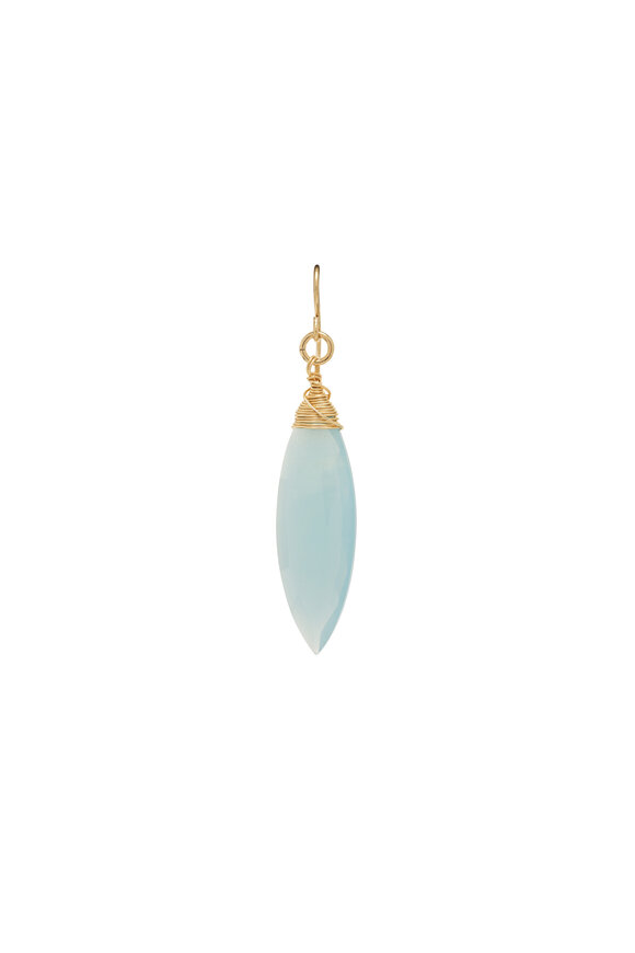 Cristina V. - Blue Chalcedony Wire Wrapped Earrings