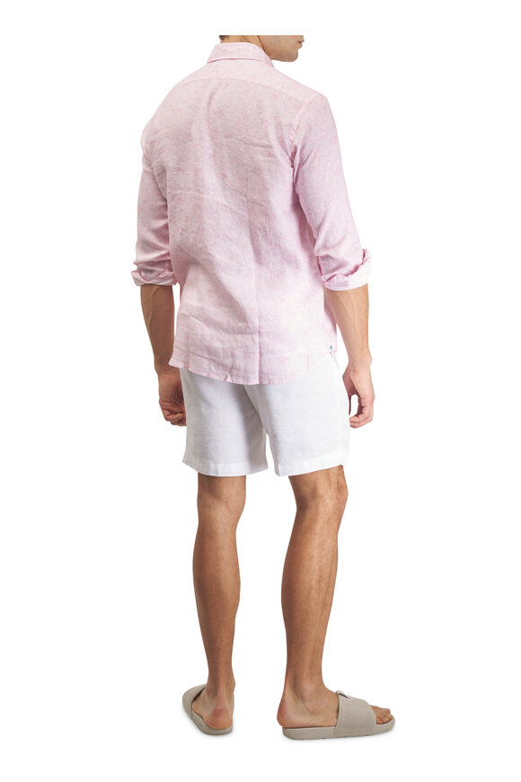 Tiki Pink Floral Linen Sport Shirt - view 3
