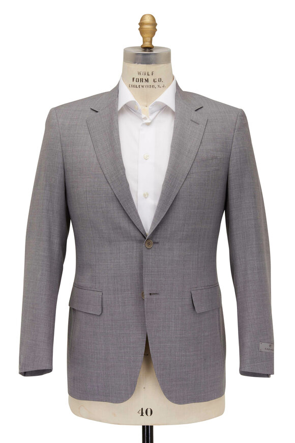 Canali - Light Gray Solid Wool Suit 