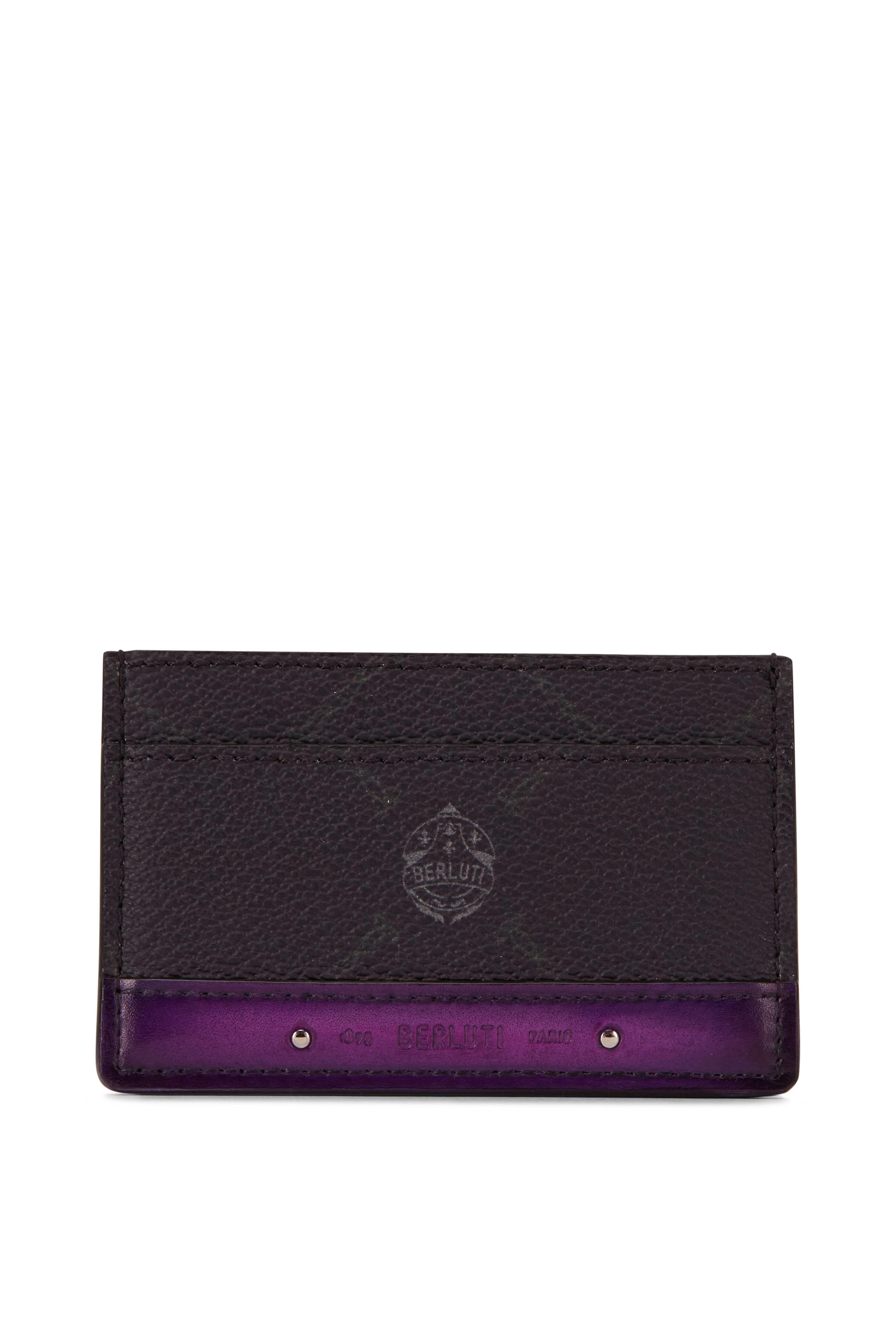 Berluti - Séjour Black & Purple Canvas & Leather Card Holder