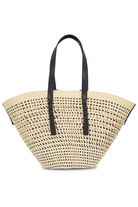 Loewe Large Braid Basket Iraca Palm & Leather Tote - view 2