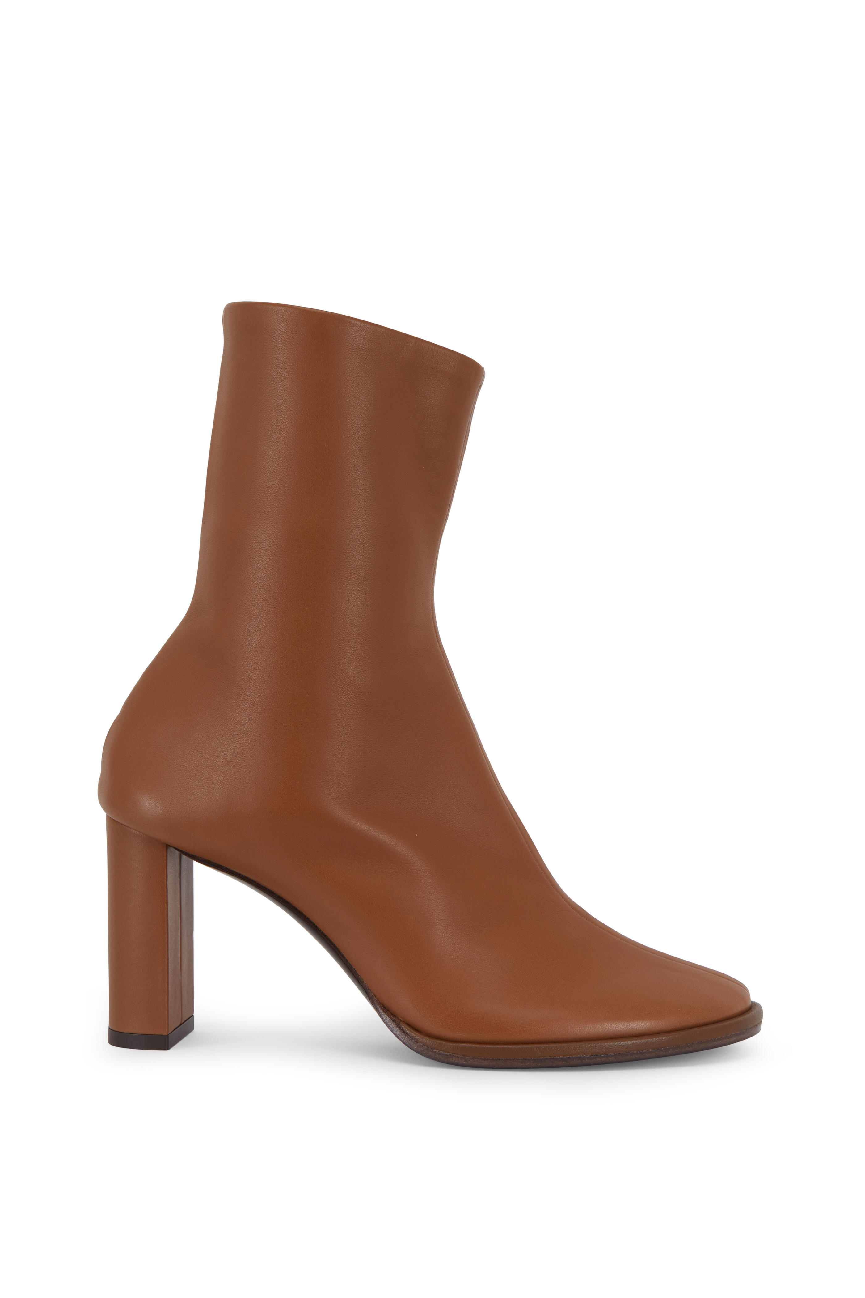 The Row - Teatime Fawn Leather Side Zip Boot; 85mm